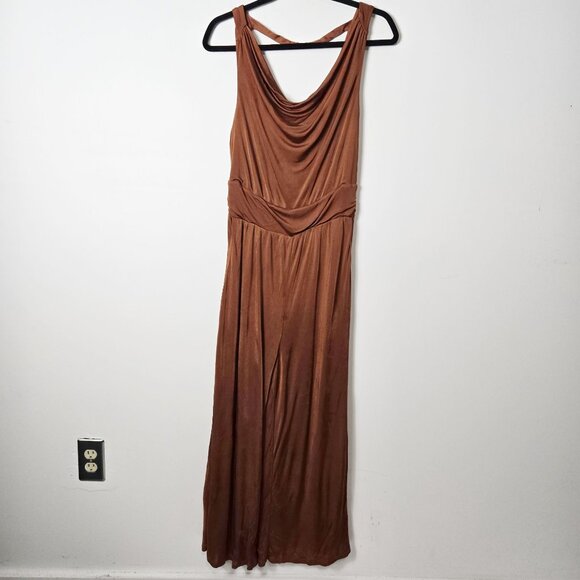 Anthropologie Maeve SizeS  Enchantment Copper Wide Leg Jumpsuit Sleeveless FLAW - Picture 2 of 14